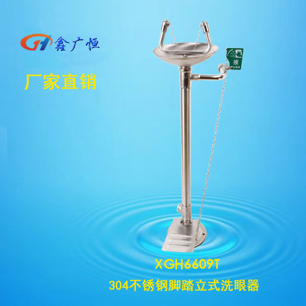 驗(yàn)廠洗眼器304不銹鋼腳踏立式雙口洗眼器帶防凍