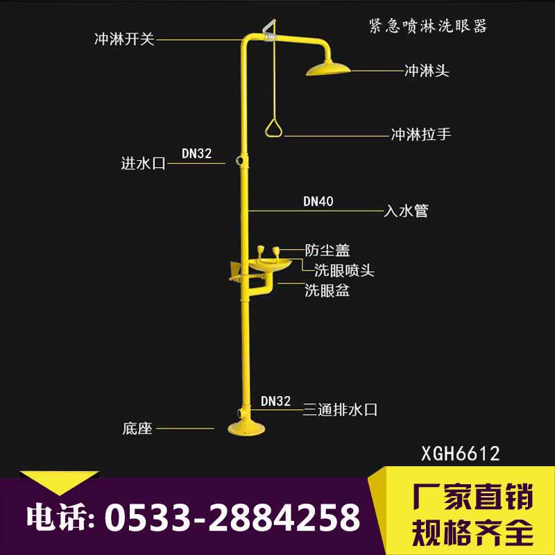驗(yàn)廠洗眼器 經(jīng)濟(jì)型復(fù)合式洗眼器 碳鋼噴淋雙口洗眼器
